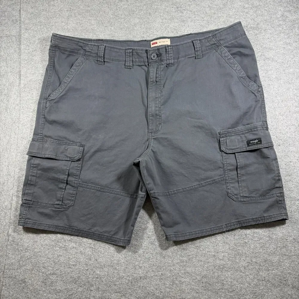 Wrangler Cargo Shorts Mens 48 Gray Relaxed Fit Cotton Utility Workwear Outdoor